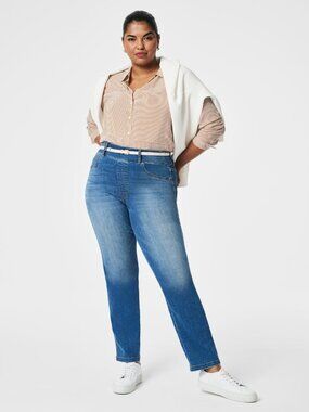NWT SPANX plus petite straight leg jeans (3XP)